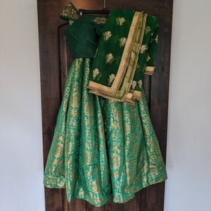 Emerald and Gold Lehenga